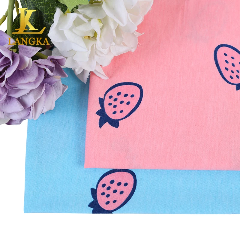 Langka high quality soft 65% cotton 35% poly babies clothes knitted fabric print fabrics