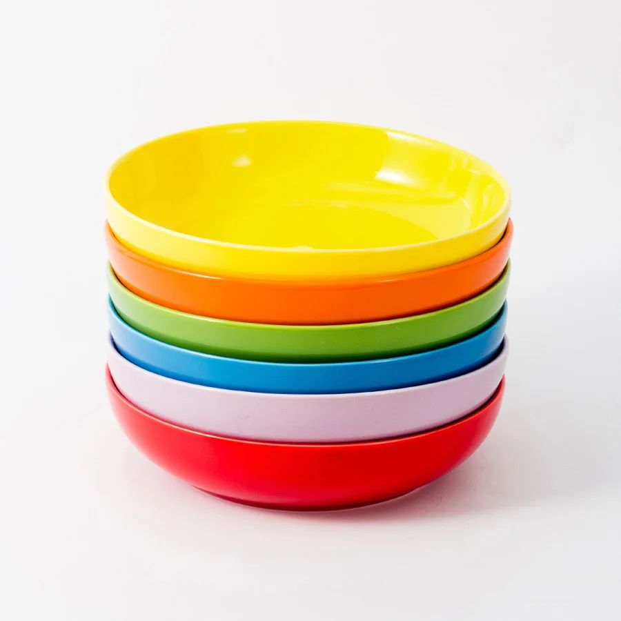 Home Color Glazed Ceramic Plate Custom Logo Round Creative Nordic 8 Inch Ceramic Deep Soup Plate Western Dinner Plate