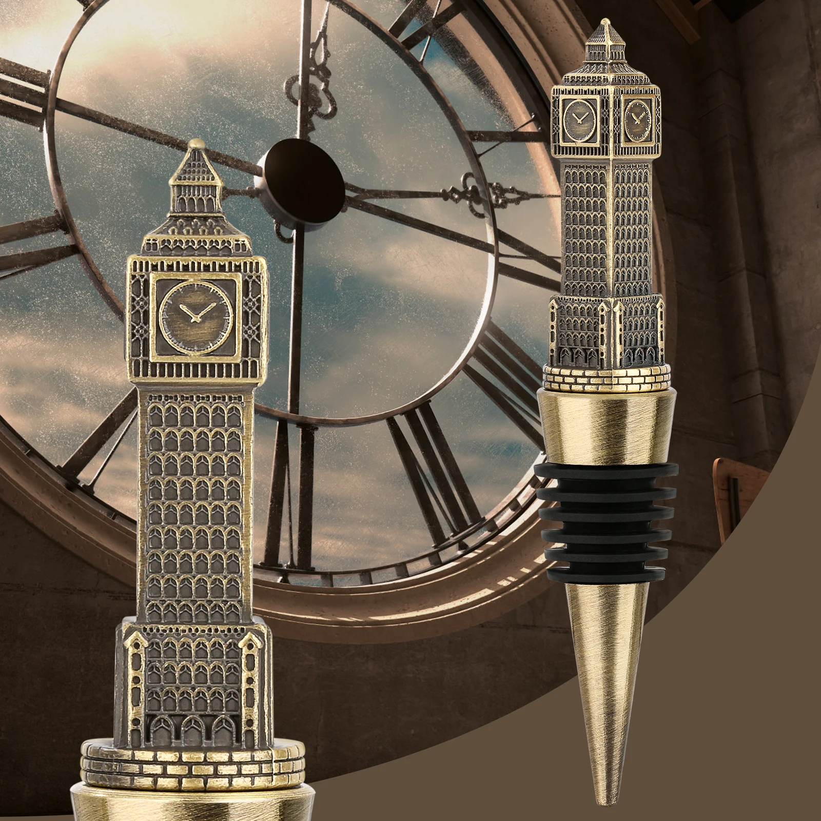 London Souvenir Gift Silicone Zinc Alloy Bottle Plug Wine Accessories Big Ben Shaped Wine Bottle Stopper for