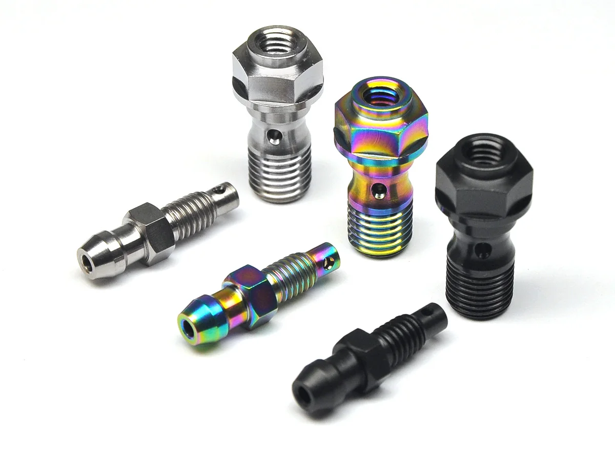 Titanium Brake Double Banjo Bolt with Integrated Bleed Screw Brake Calipers