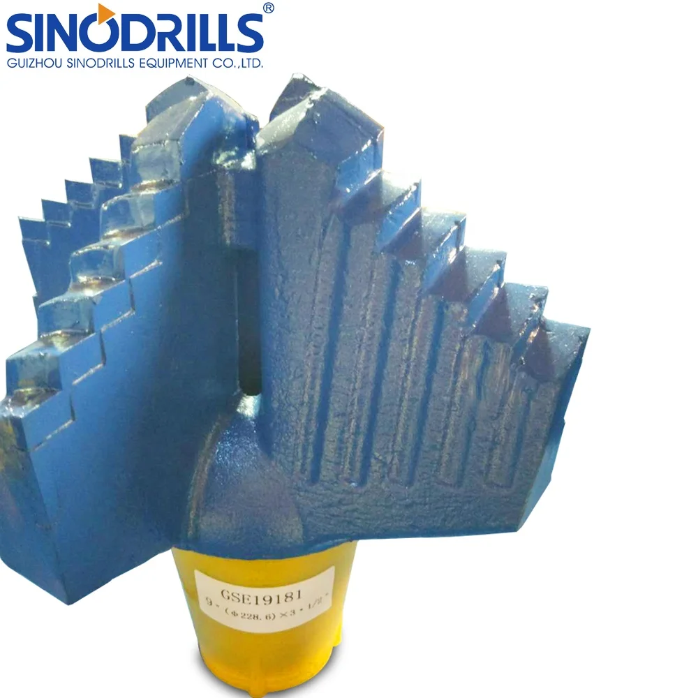 PDC Water Well Drilling Bits  9' Step Drag Bit with 4 Blades 229mm x 3 1/2' API REG Pin