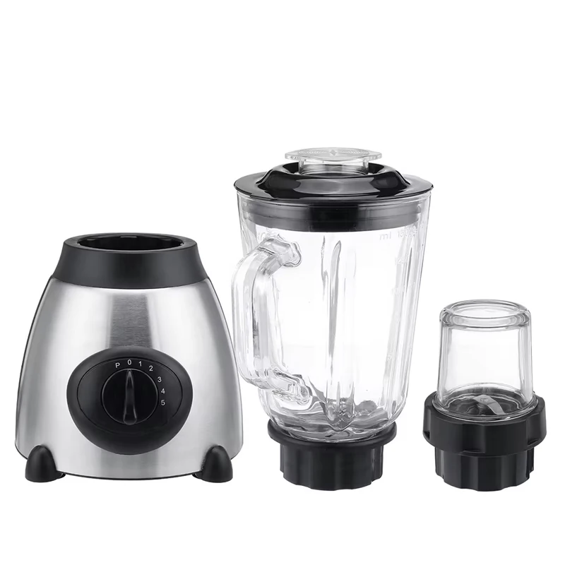 Heavy Duty Juicer 2-in-1 Electric Blender Smoothie Maker with Push Button Control Stainless steel Body Household Glass Container
