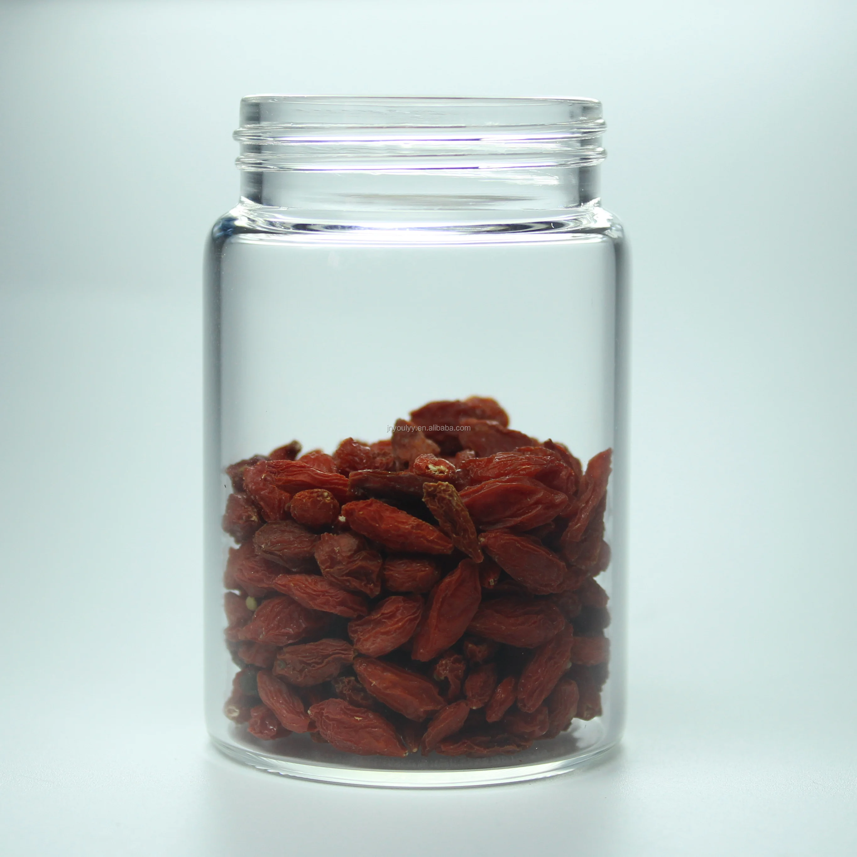 Big Mouth Clear Transparent Borosilicate Glass Bottle Glass Jar Screw Glass Bottle With Plastic Cap Aluminum Cap Cork