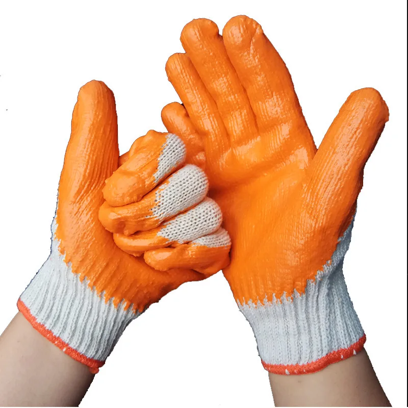 10 gauge  latex foam coated white cotton lined construction nitrile safety gloves pleated latex palm rubber impregnated gloves
