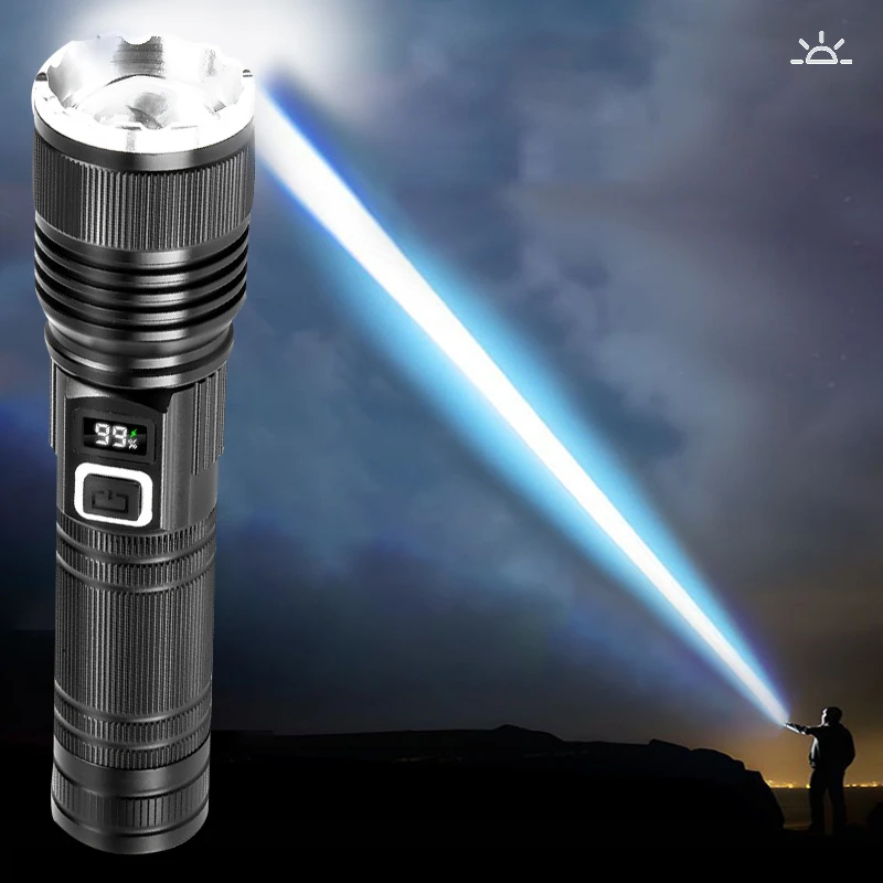 high lumen powerful long range torch light 26650 rechargeable strong led flashlight