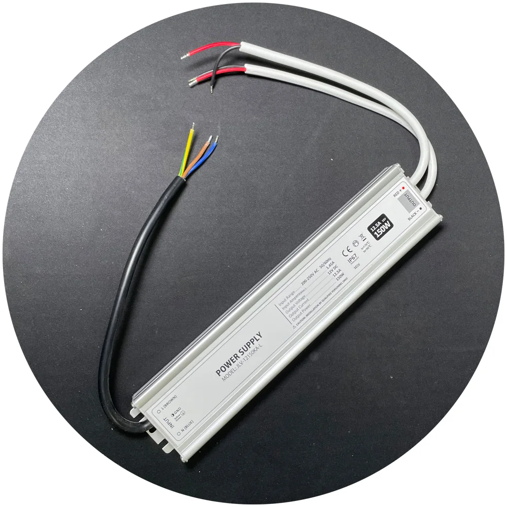 JLV outdoor waterprproof IP67 dc12v 150w dc24v constant voltage led power supply