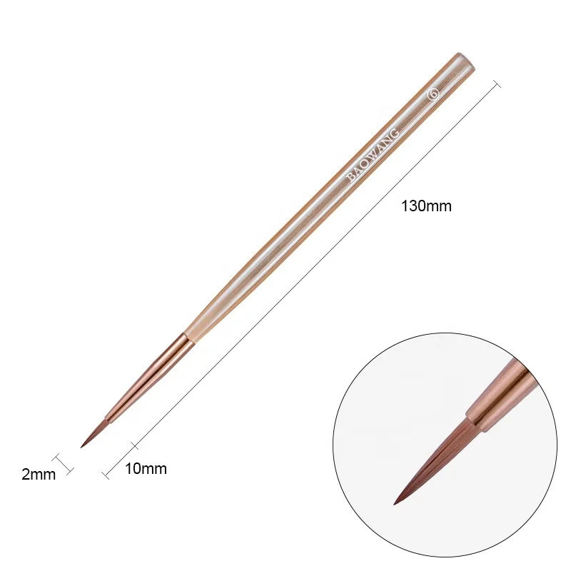 BW11-3 Round Nail Brush for UV Gel Polish PA Nylon Hair Art Design Brush for Nails Private Label Nail Brush with Acrylic Handle