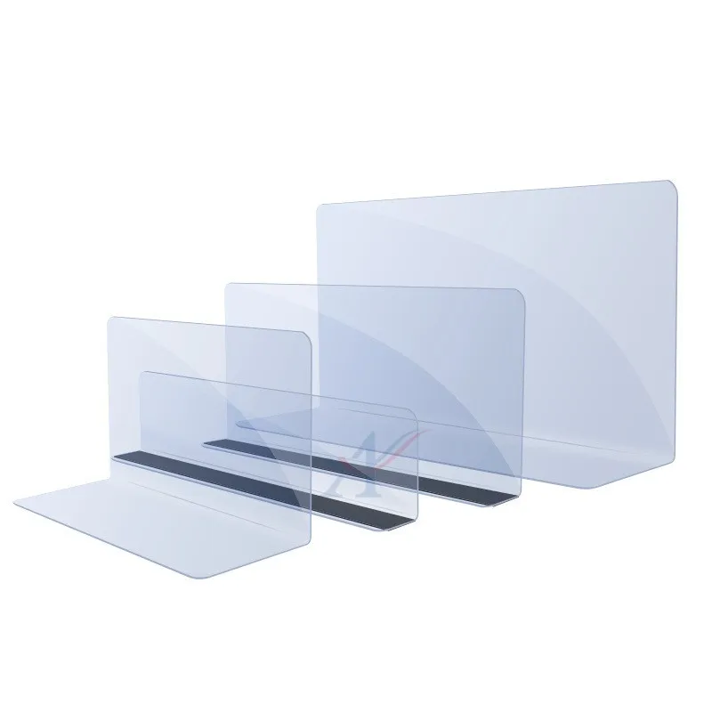 Retail Clear Plastic Divider Shelf L-Shape PVC Dividers For Metal Shelves with Magnetic trip