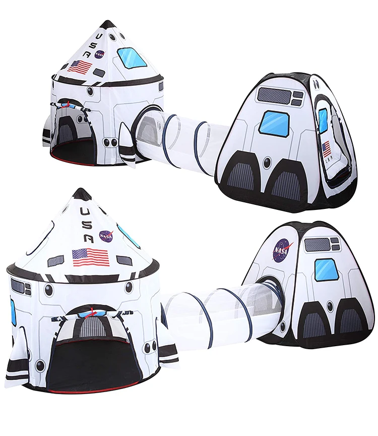 Белый ракетный домик и туннель для детей, всплывающие детские игрушки для ползания, игровой домик-палатка