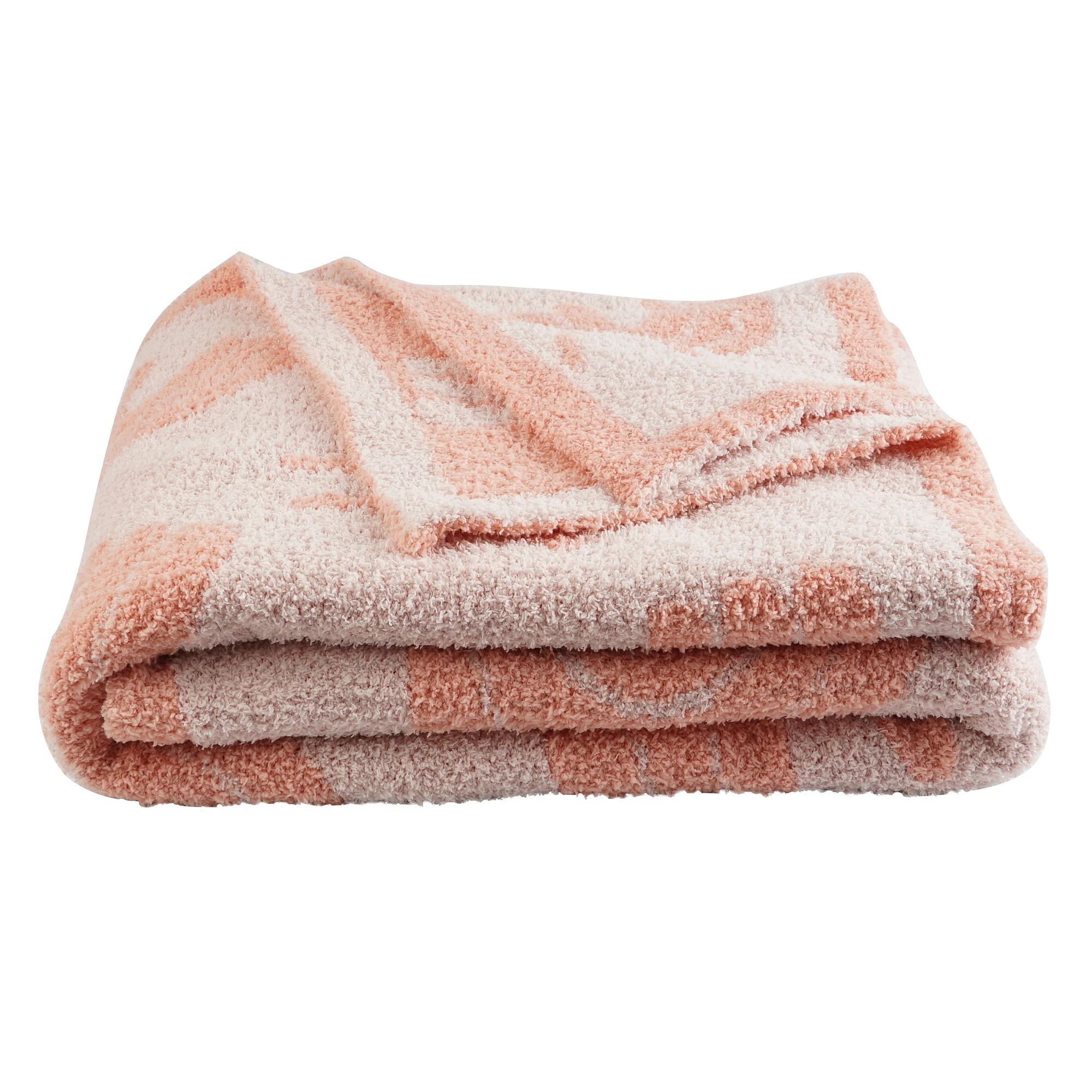 Ataya Hot-selling Microfiber Fleece Blanket Cozy Knitted Rainbow Baby Blanket Throw for Autumn Winter