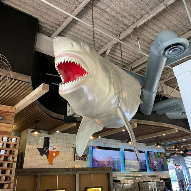 Realistic Fiberglass Flying Shark Statues