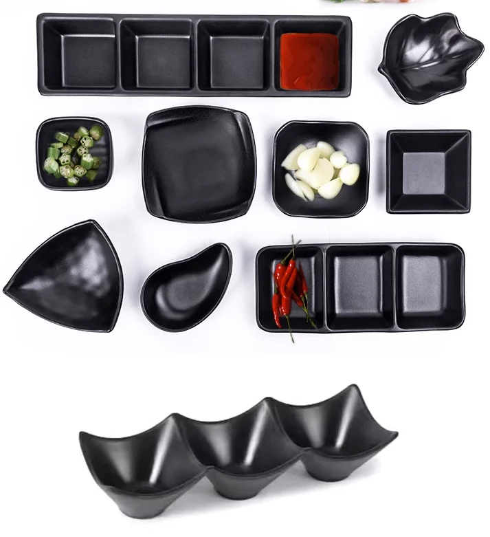 Двойной Меламиновый отсек разделенная чаша для соевого соуса Dip Wasabi суши томатный барбекю чипсы и блюда приготовления сашими пластиковое окунание