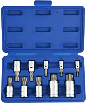 professional 10pcs  xzn short  bit socket set  hex torx 1/2 1/4 3/8 mirror Square Drive Auto Repair  socket bit set