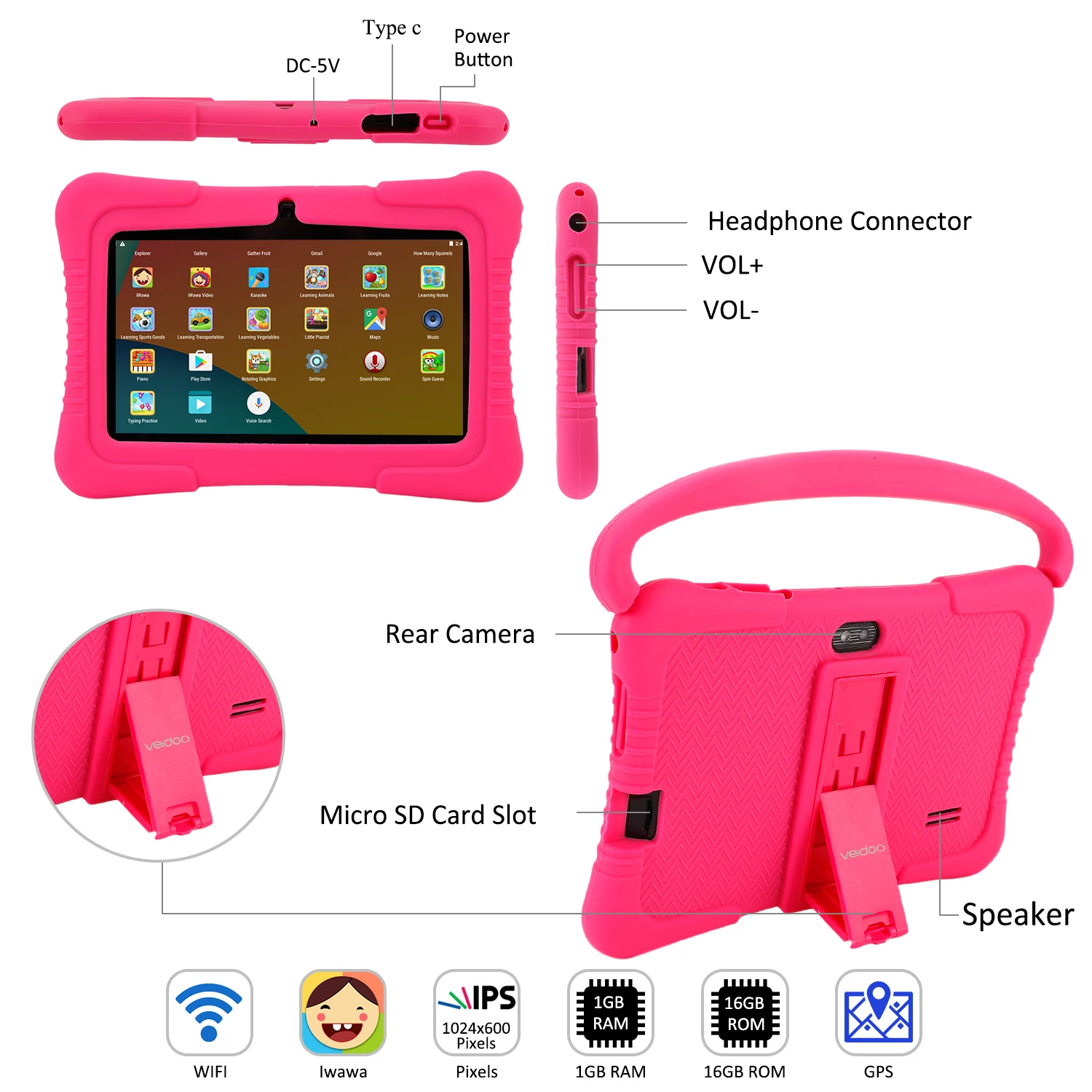 High Quality Advanced 7 Pouces Tablette Pour Enfants Android 10 Tablet Pc with Double Cameras