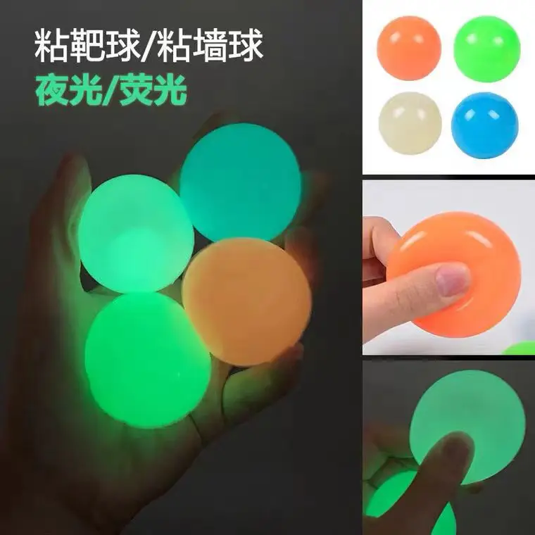 2024 Tik Tok Hot Sale Relief Stress Toy Ball Glowing In The Dark Sticky Balls Ceiling For Kids And Adult Fidget Toys