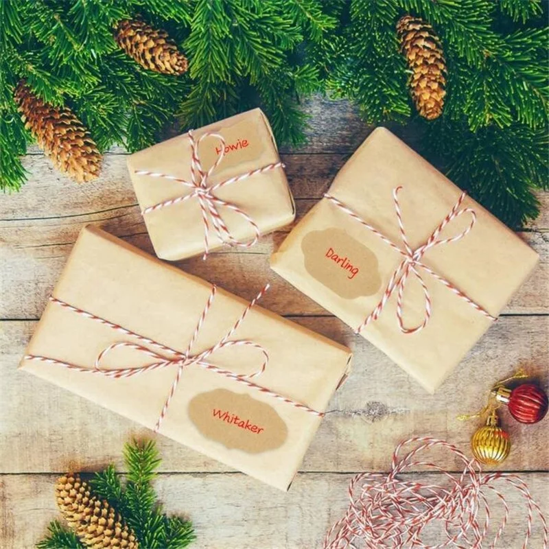 Natural Kraft Labels 5cm x 3cm Self Adhesive Blank Stickers Write On Labels Holiday Present Label Stickers for Jar Bottle