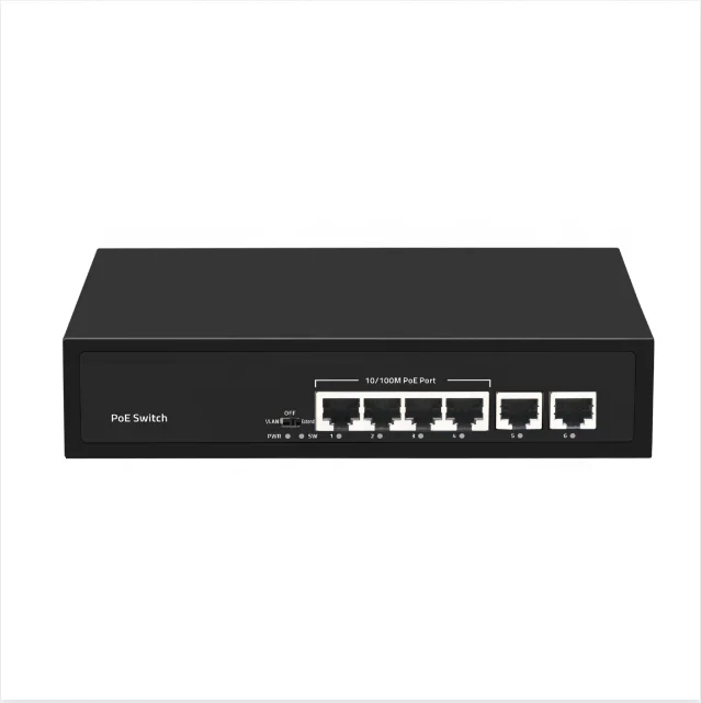 Chip High Quality Switch Protection 4 Sfp Industrial POE + 2 Uplink Ethernet Ports AF/AT Standard Each Port 15.4
