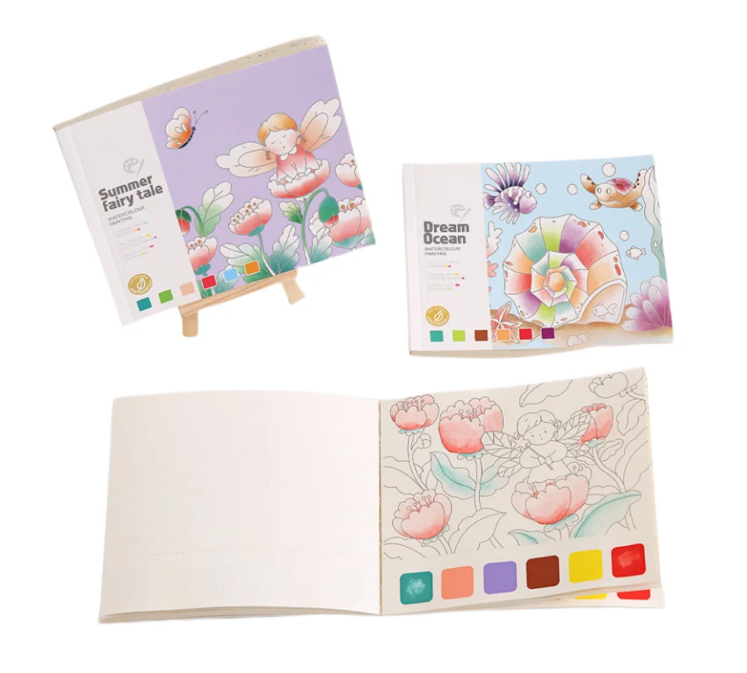 custom pocket watercolor painting book watercolor coloring book watercolor brush pens and gouache doodle coloring book for kids