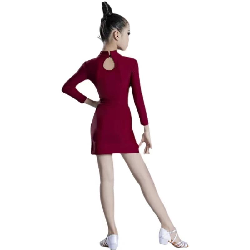 Women Latin Dance Skirt Stage Performance Dress Rhinestone Tassels Dance Dress Latin Costume