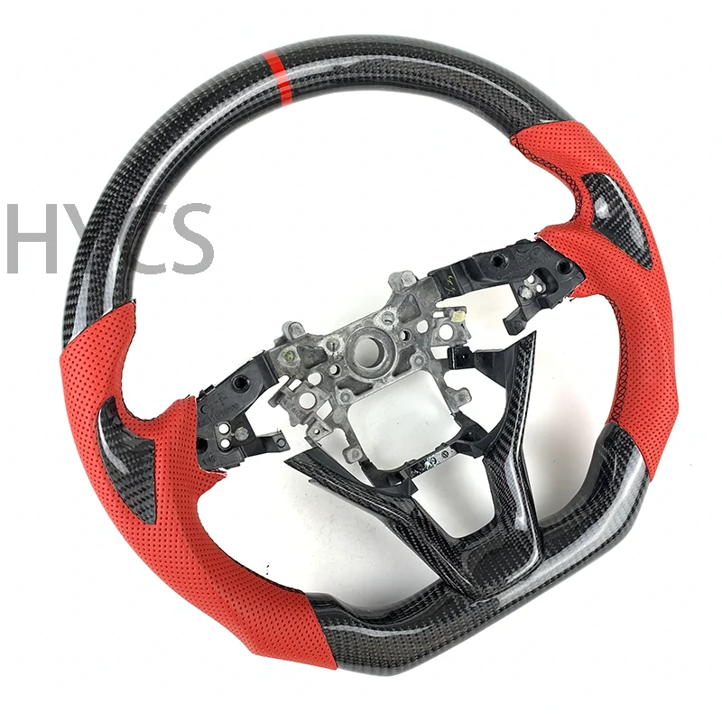 for Honda Accord 2018 2019 2020 2021 2022 10th Generation Carbon Fiber Steering Wheel Red Perforated Leather