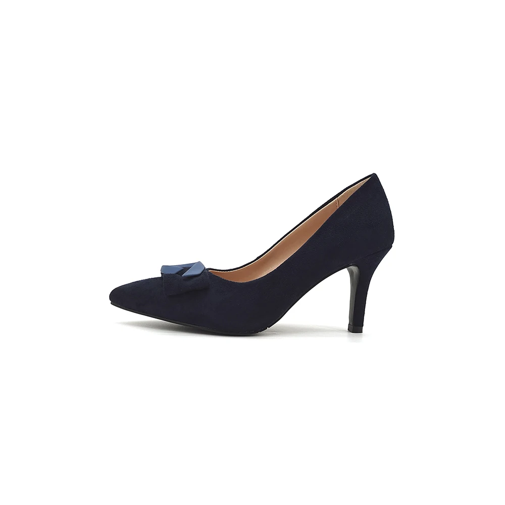 2022 New High Heels Shoes Boat Samdle Rubber Pointed Mouth Sithouette Short Small Navy  Women Shoes Size 38  Pumps