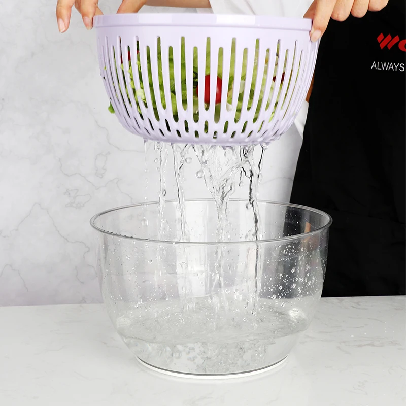 Factory Price Kitchen Salad Dryer Colander Vegetable Spinner Dryer With Manual Rotary Lid