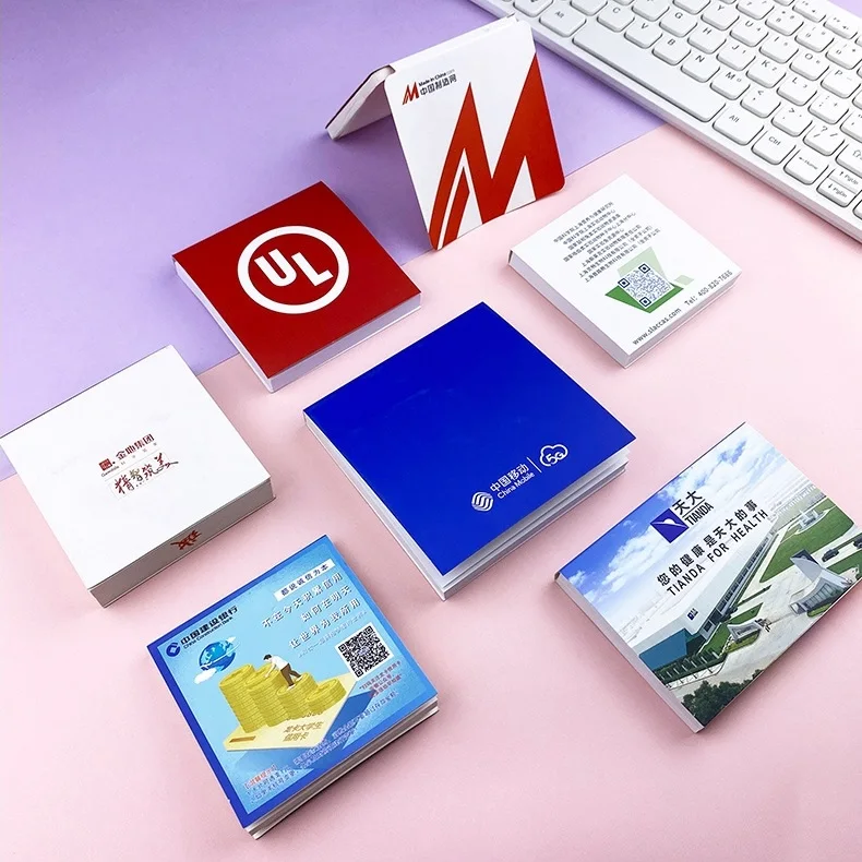 Custom Logo Printed Soft Cover Memo Pad, Promotional Gift Office Pocket Sticky Notes Notepad
