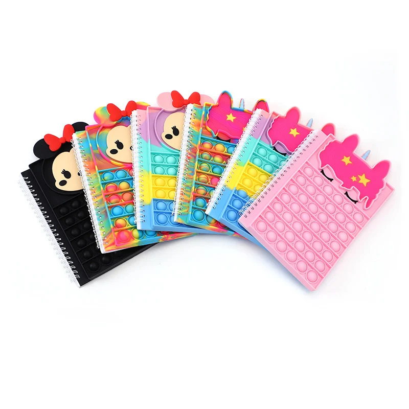 Amazon Hot Sale Decompression Pop Push Popper Silicone Cover Spiral A5 Bubble Notebook Popit