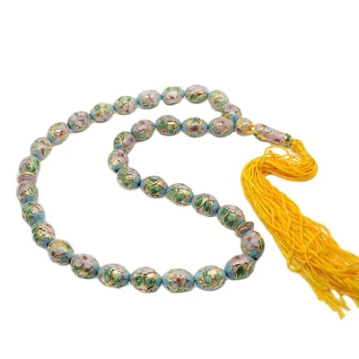 Лидер продаж уникальные серебряные клуазоне бусина-мусульманские четки оптом по низкой цене 14x10 мм позолоченный исламские молельные бисером braceles для Мекки паломничества