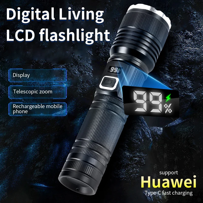 high lumen powerful long range torch light 26650 rechargeable strong led flashlight