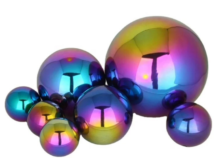 Уличные украшения, садовая металлическая скульптура, художественные шары, ремесла, металл, нержавеющая сталь, радужные цвета, внутренние полые украшения, сферы