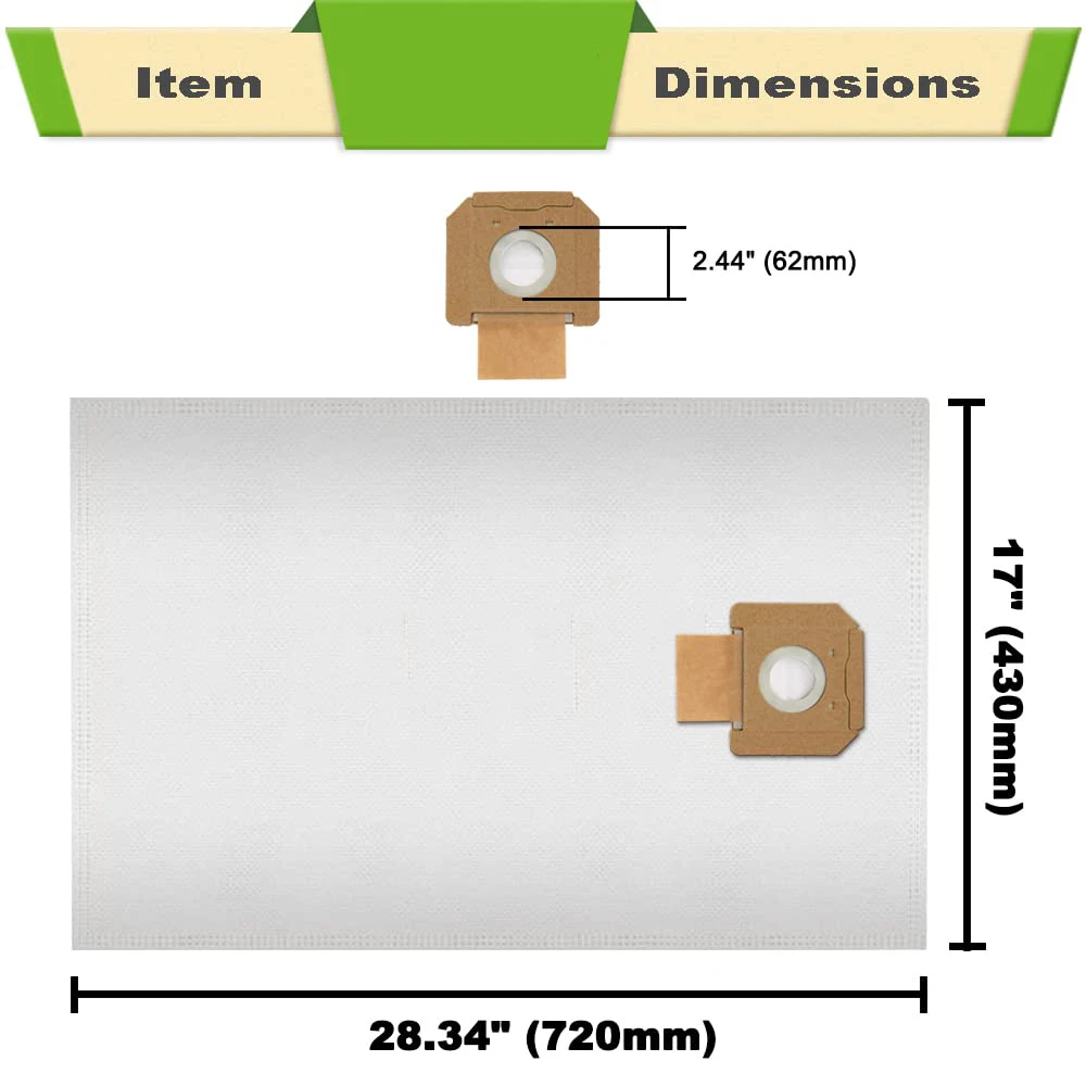 Replacement For Bosch Bags Vb140f Fleece Filter Bags Compatible With Bosch 14 Gallon Dust Extractors Vac140 6 Pack
