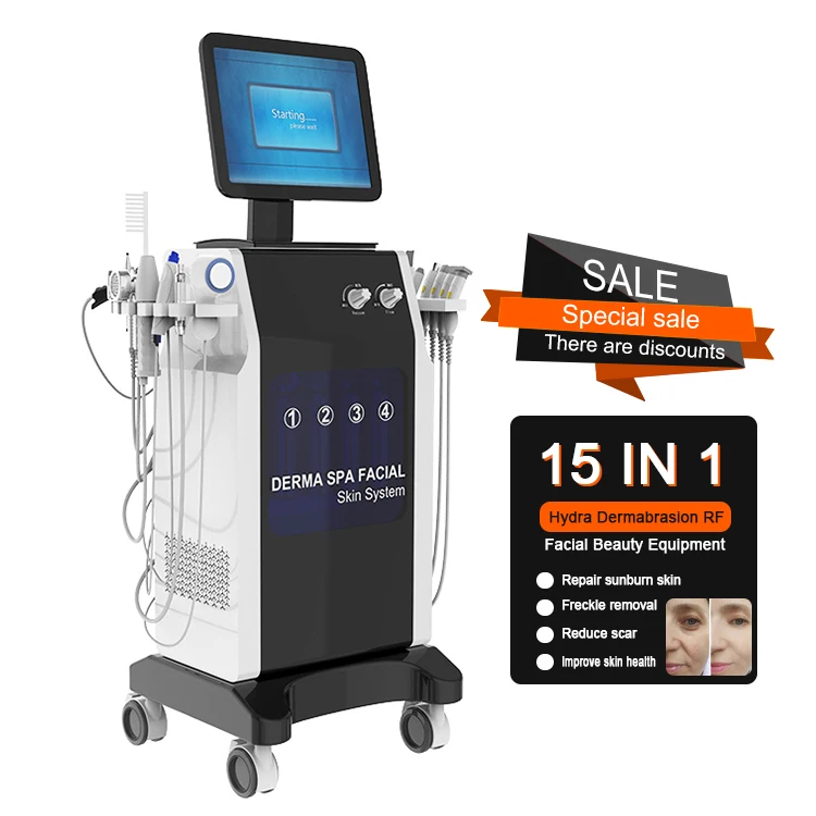 New Arrivals 15 In 1 Dermabrasion Facial H2O2 Small Bubble Skin Oxygen 2 Head Skin Scrubber Aesthetic Bubble Beauty Instrument