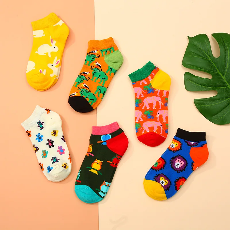 Fashion unisex animal cartoon stokins cotton ankle socks low cut womens sox hypebeast socks wholesale