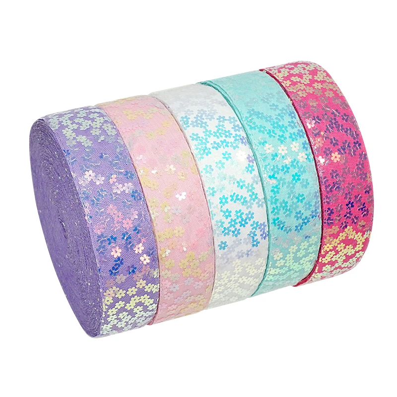 3 дюйма 75mm изготовленная на заказ сетка сливы с пайетками и лентами для подарочная упаковка Большие Рулоны