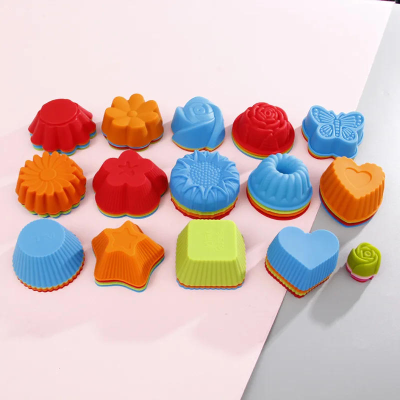 Wholesale non stick muffin cup square mini baking mold silicone cupcake liners