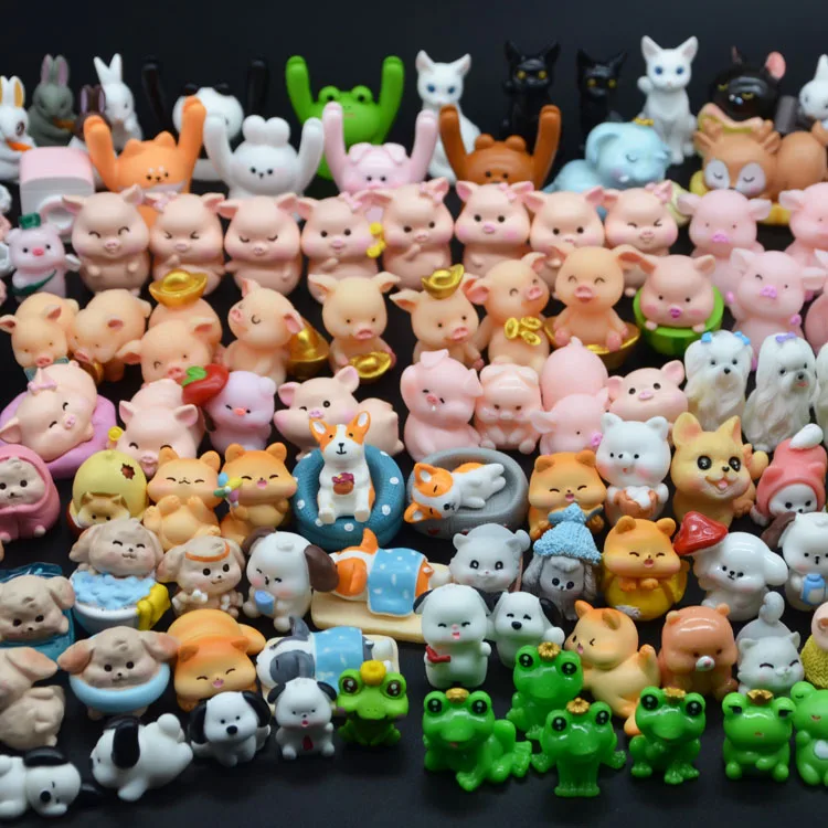 wholesale cute fairy garden mini duck Goose Frog dog cat rabbit mushroom bear hen animals craft decorative resin animal figurine