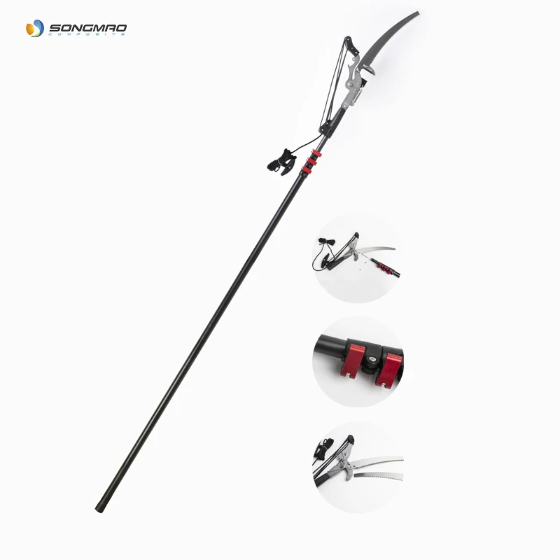 high strength carbon fiber pole , pruner pole , lever clamps lock telescopic pole  with saw parts