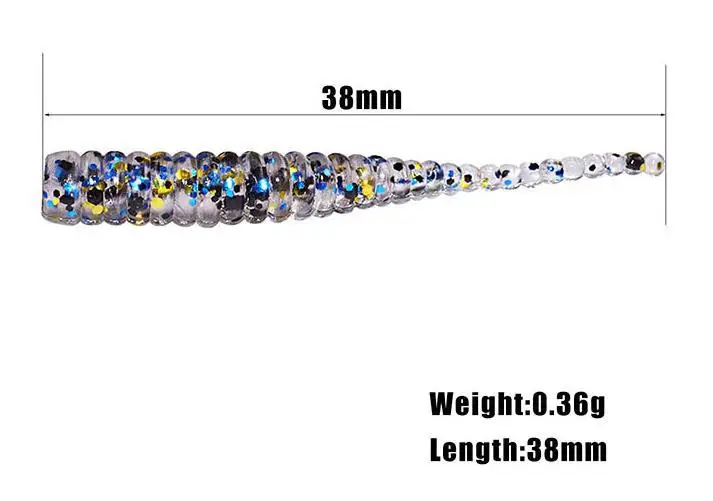 15pcs/bag bulk soft plastic fishing lures 3.5cm mini grub worms crappie walleye bass trout soft bait glow swimbait lure