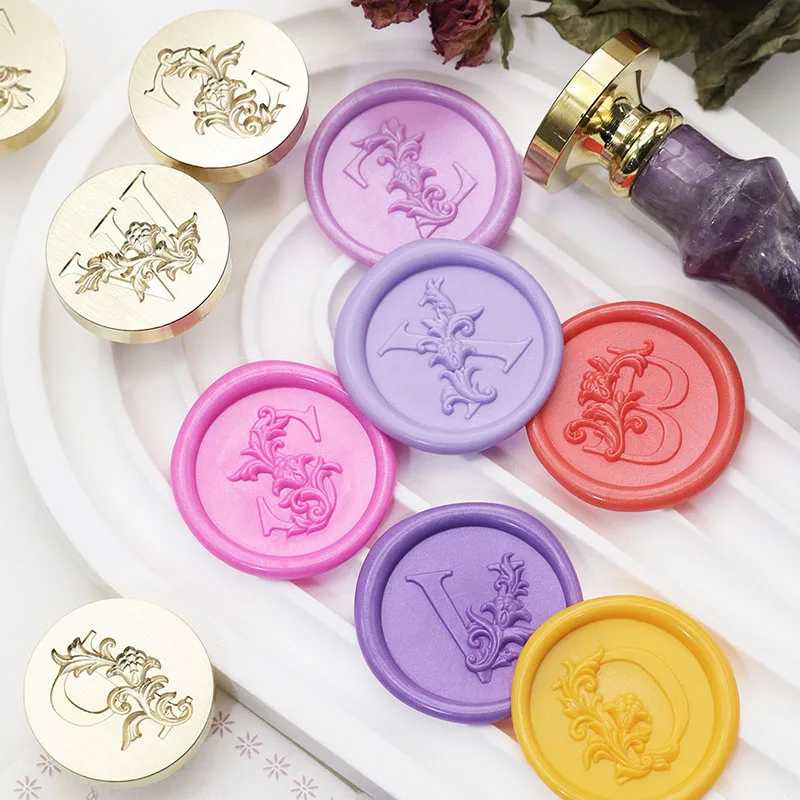 Wholesales Rococo English Letter Series 3D Pattern Wax Seal Stamp Head