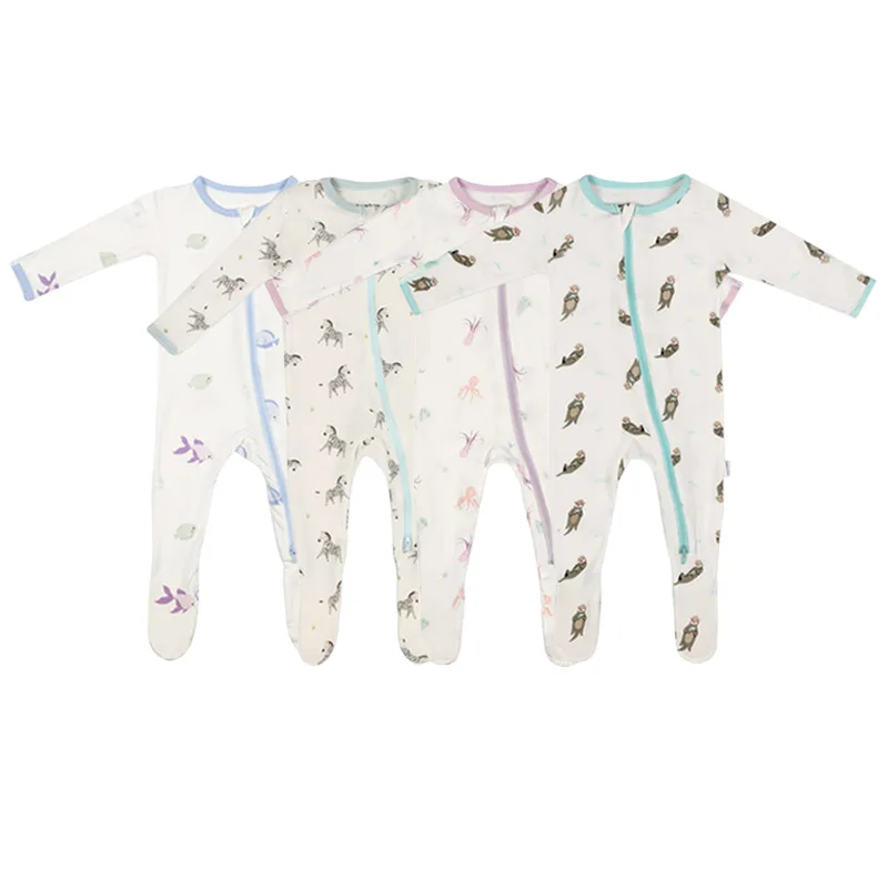 knitted baby bamboo zipper romper pajamas organic cotton new born neutral baby clothes onesies wholesale