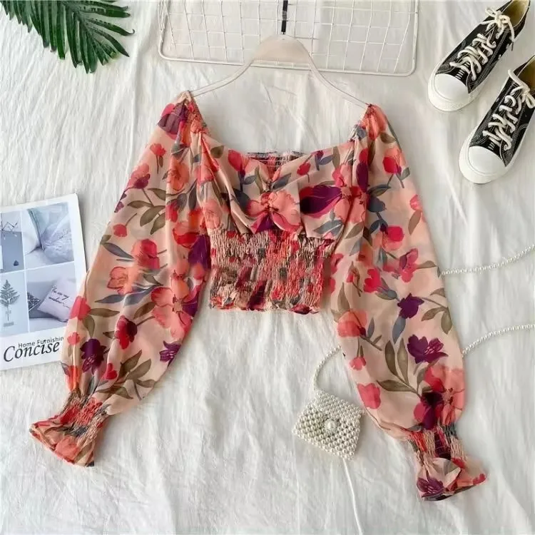 Long-sleeved Chiffon Shirt Women Autumn Bow Tie Collar Professional Shirt Temperament Top Add Velvet Casual Digital Printing