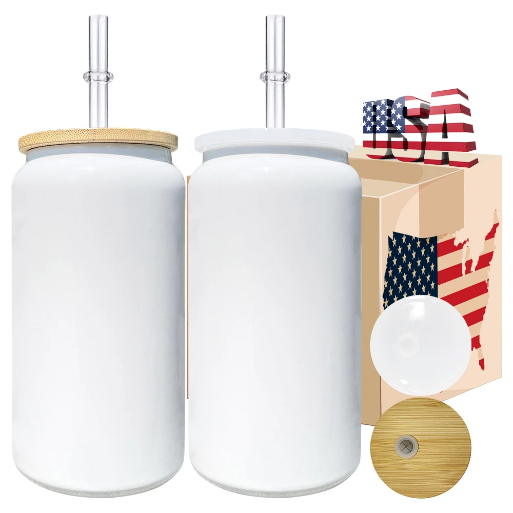 New RTS USA Warehouse 16oz White Candy Colors Blank Sublimation  Vacuum Insulated Stainless Steel Soda Beer Can Tumbler Cups
