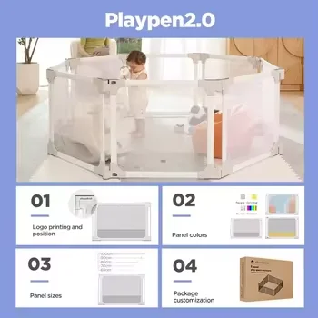 High Quality Kids Playpen Plastic Safety Fence Visible View Save Space Portable Play Yard Protection Babi Playpen