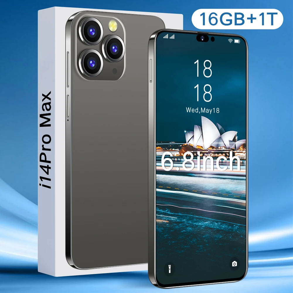 16GB+ 1TB Full Screen android Mobile japan wholesale phones 6.8Inch HD Cellphones 48+108MP 7800m Ah fold phone clone