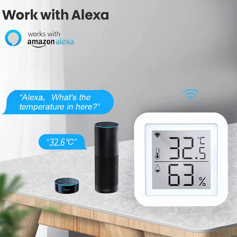 EMAF WIFI Thermometer Hygrometer Time Date Clock Temperature Humidity Instruments Household Digital Thermometers