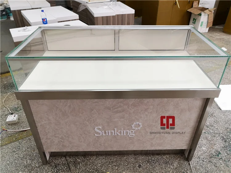 Gold Jewelry Cabinet Jewelry Show Glass Display Cabinet Customization Stone Texture High End Jewelry Showcase