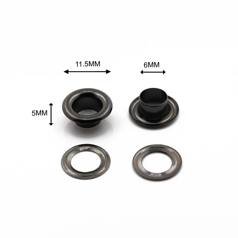 High Quality 11mm 20# Silver Black Color Metal Eyelet For Garments Leather Handbag Bag Shoes Purses Brass Eyelets