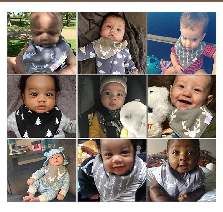 ODM/OEM Organic Cotton Printing Pattern 4 Pack Baby Drool Bandana Bibs With Silicone Teether