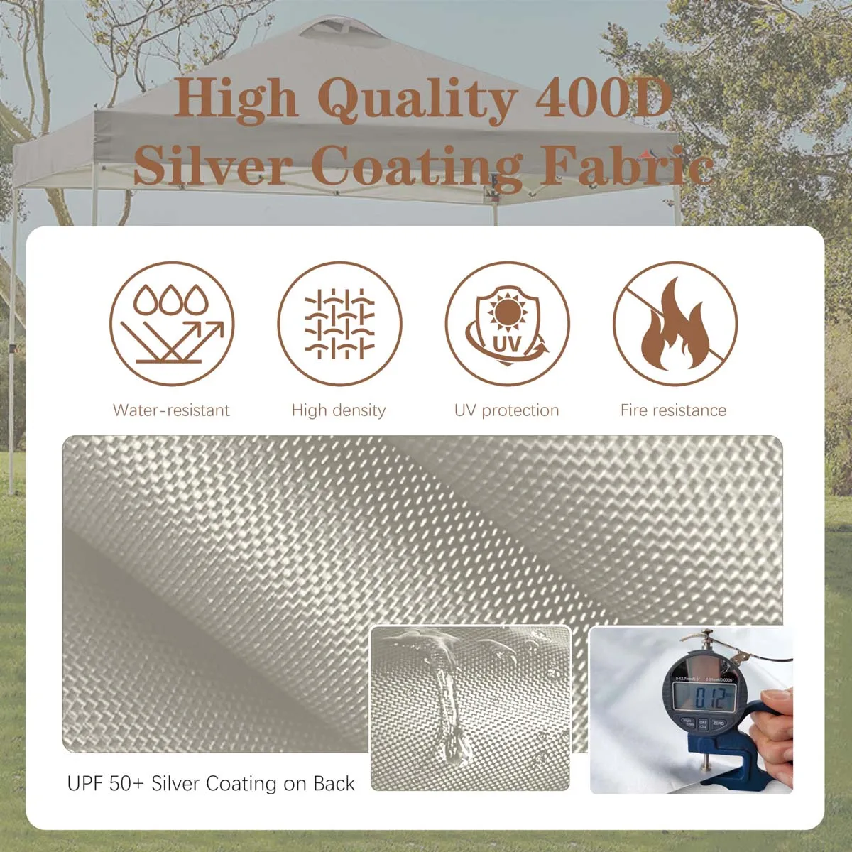 SCOCANOPY Replacement Top with Air Vent for 12x12 Canopy Frame, Canopy Cover ONLY Cream-coloured